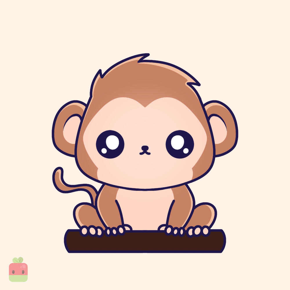 11. Highlights ∙ Use a soft brush to add gentle highlights in the middle of the face. Then, switch to your usual linework brush to create more defined highlights along the edges of the monkey’s head and body for extra depth and dimension.