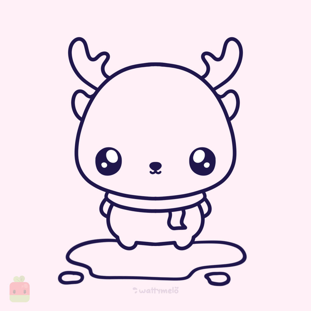 7. Base Linework ∙ Use a monoline brush or your favorite tool to create clean and precise lines. While working on this step, I chose to skip the linework for the snowflakes to ensure they wouldn’t take attention away from the main character.