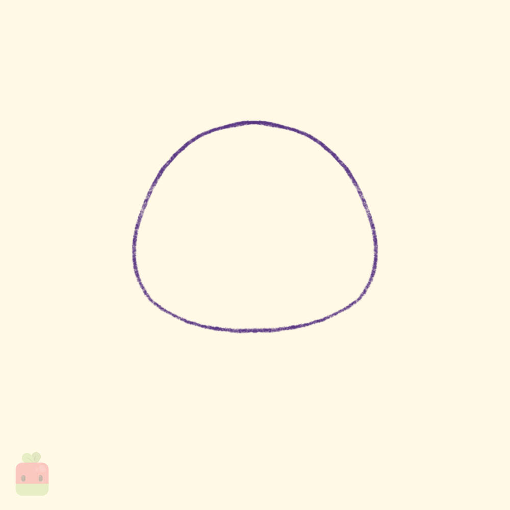 1. Draw the Head ∙ As always, begin by sketching a quick, basic squished oval shape to outline the size of your fox's head.