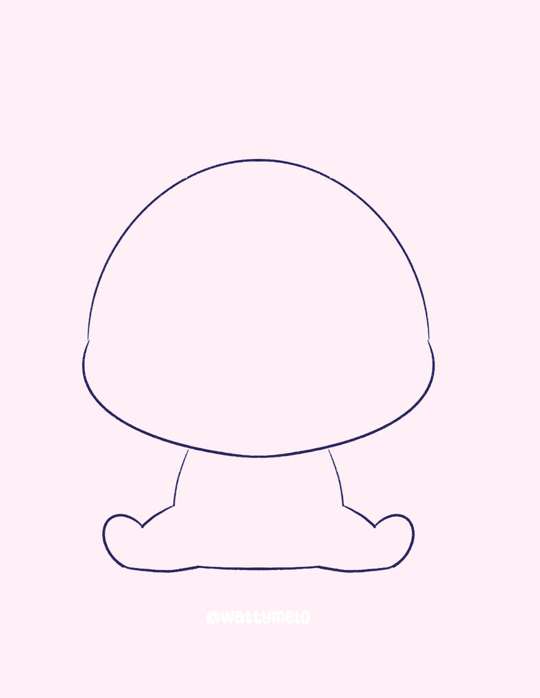 1. Outline the Head and Body ∙ Begin by sketching quick, basic shapes to outline the general placement and size of your bunny. Use a big squished circle for the head and a smaller U shape for the body to which you attach the legs.